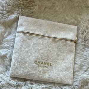 Chanel Beauty Pouch in Cream with Gold Zipper